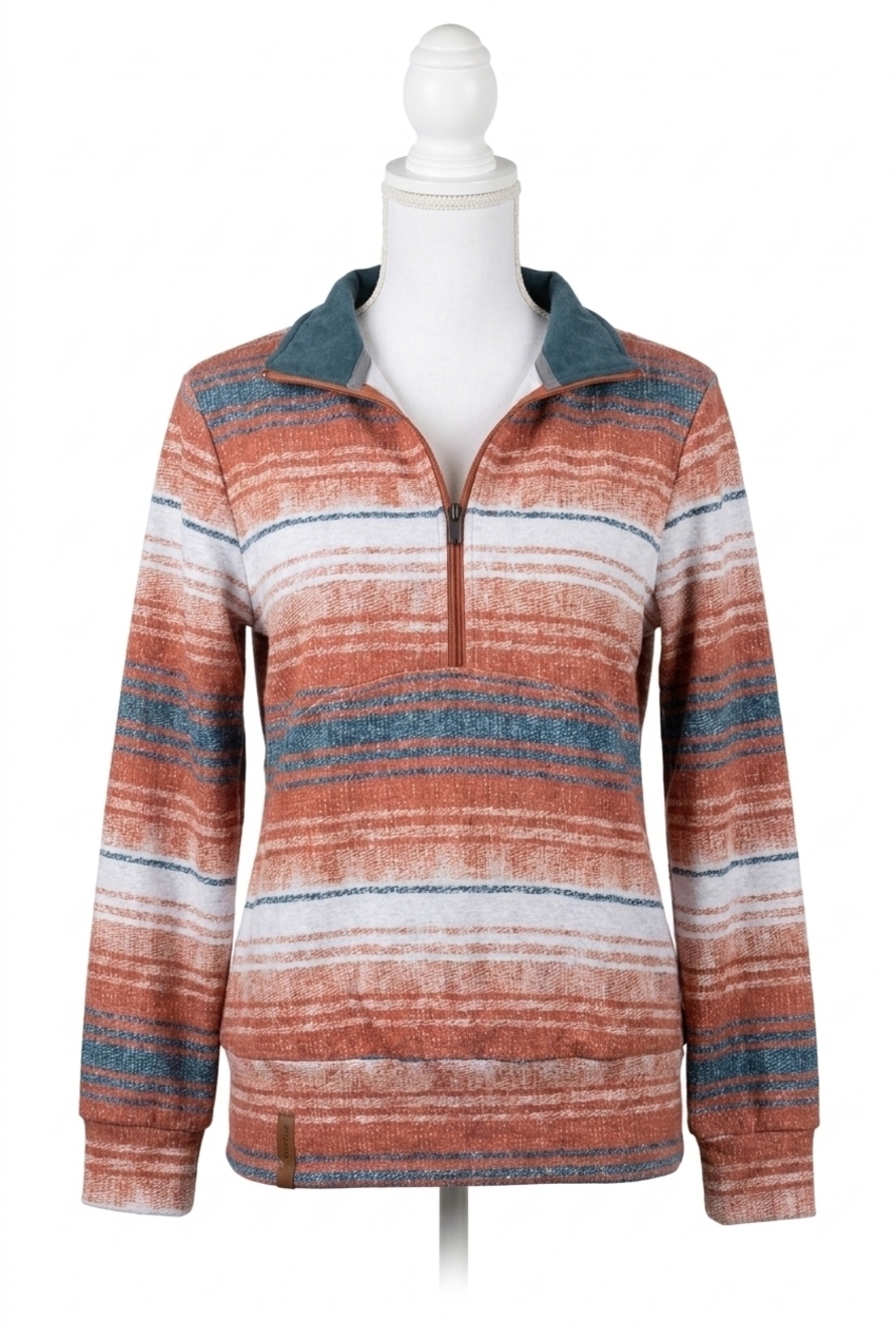 NEW AMPERSAND AVE halfzip hoodie in serape rust